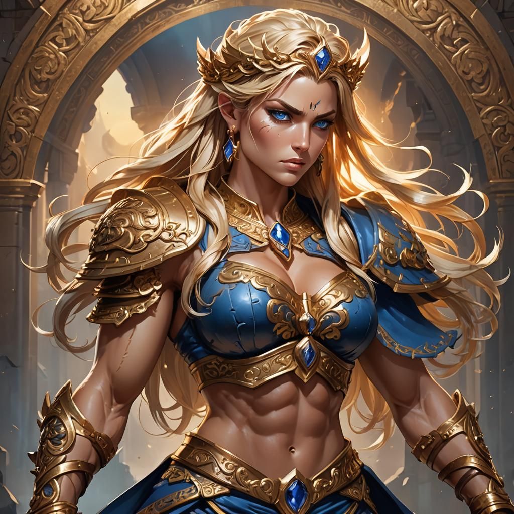 Anime Style Female Barbarian with Sword and Tiara