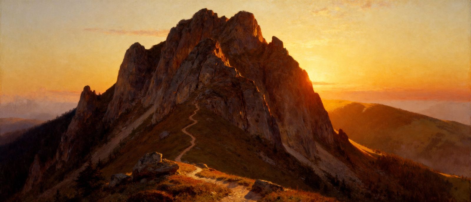 Majestic Mountain Sunrise in Painterly Style