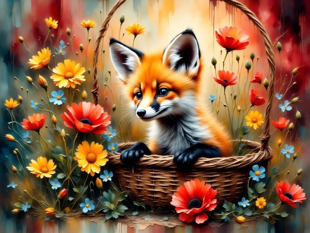 Enchanted Floral Realm in Dreamy Impasto Oil Painting