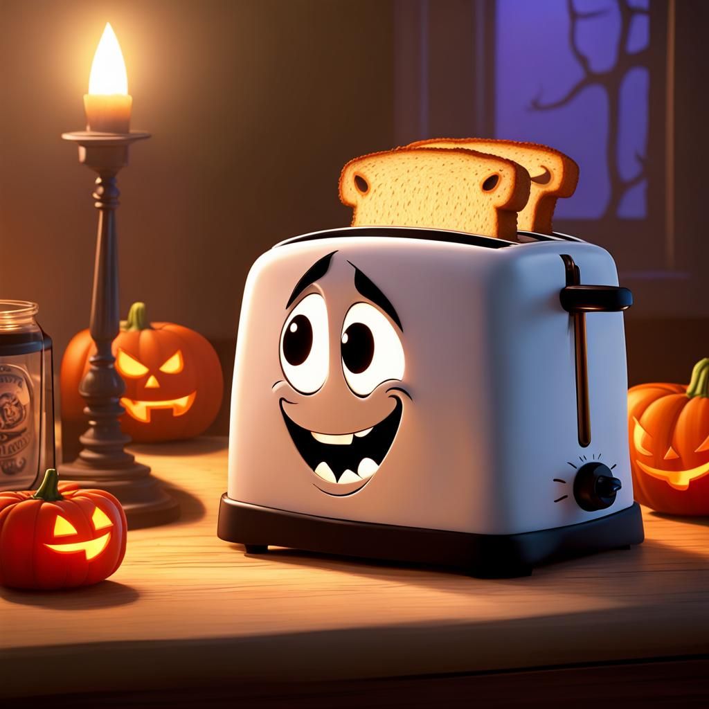 Mischievous Evil Toaster in Halloween Movie Scene
