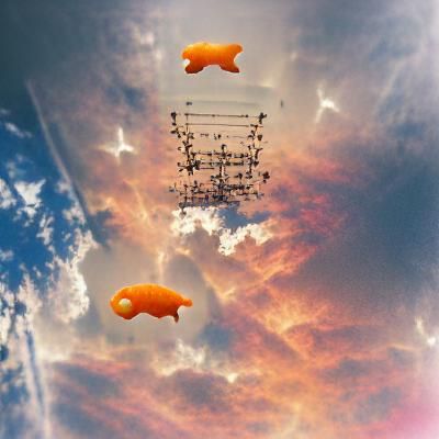 Goldfish Swimming in a Cloudy Sky