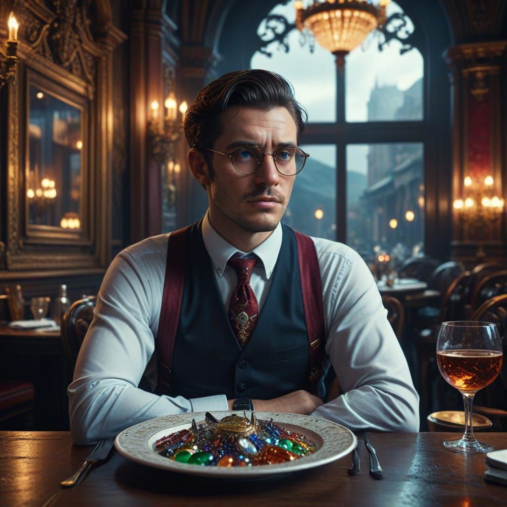 Man Disgusted by Jewel Meal: Fantasy Concept Art