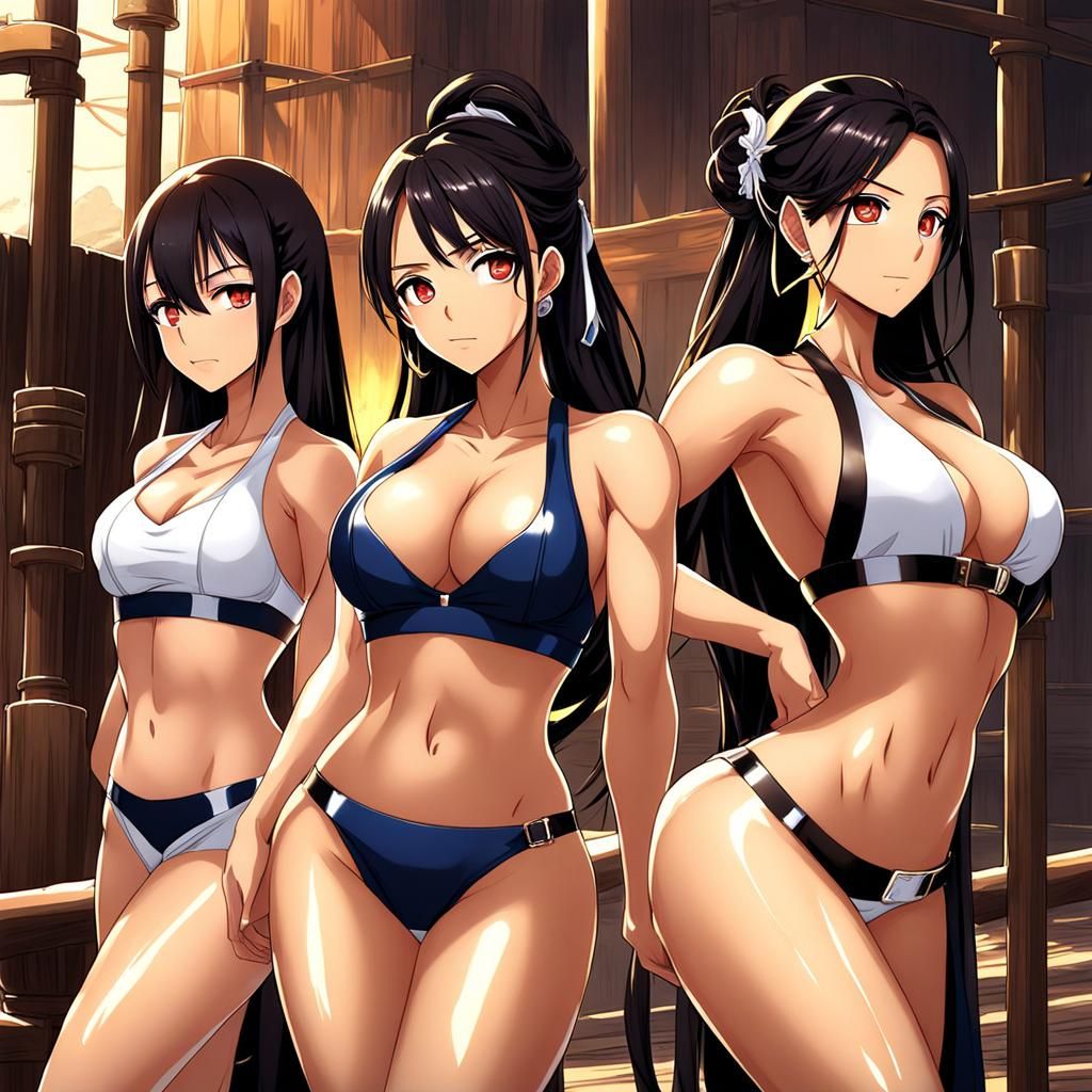 Anime Style Latinas with Oiled Skin