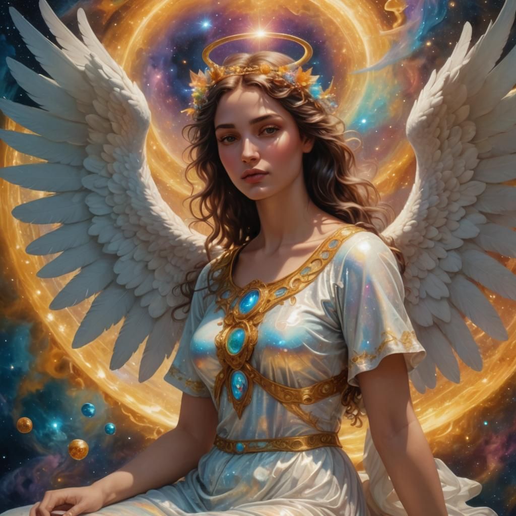 Astral Angel of Healing in Cosmic Illustration