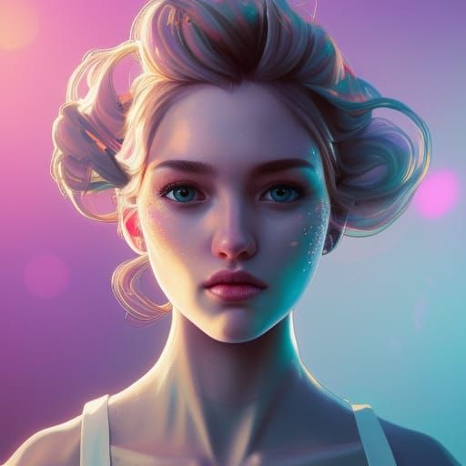 Bubble Gum Portrait in Hyperdetailed Art Style