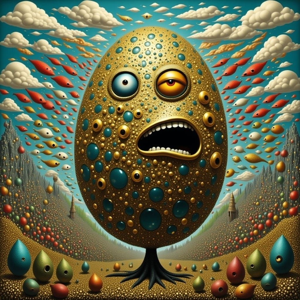 Epic Angry Egg in Cyberpunk Comic Art Style