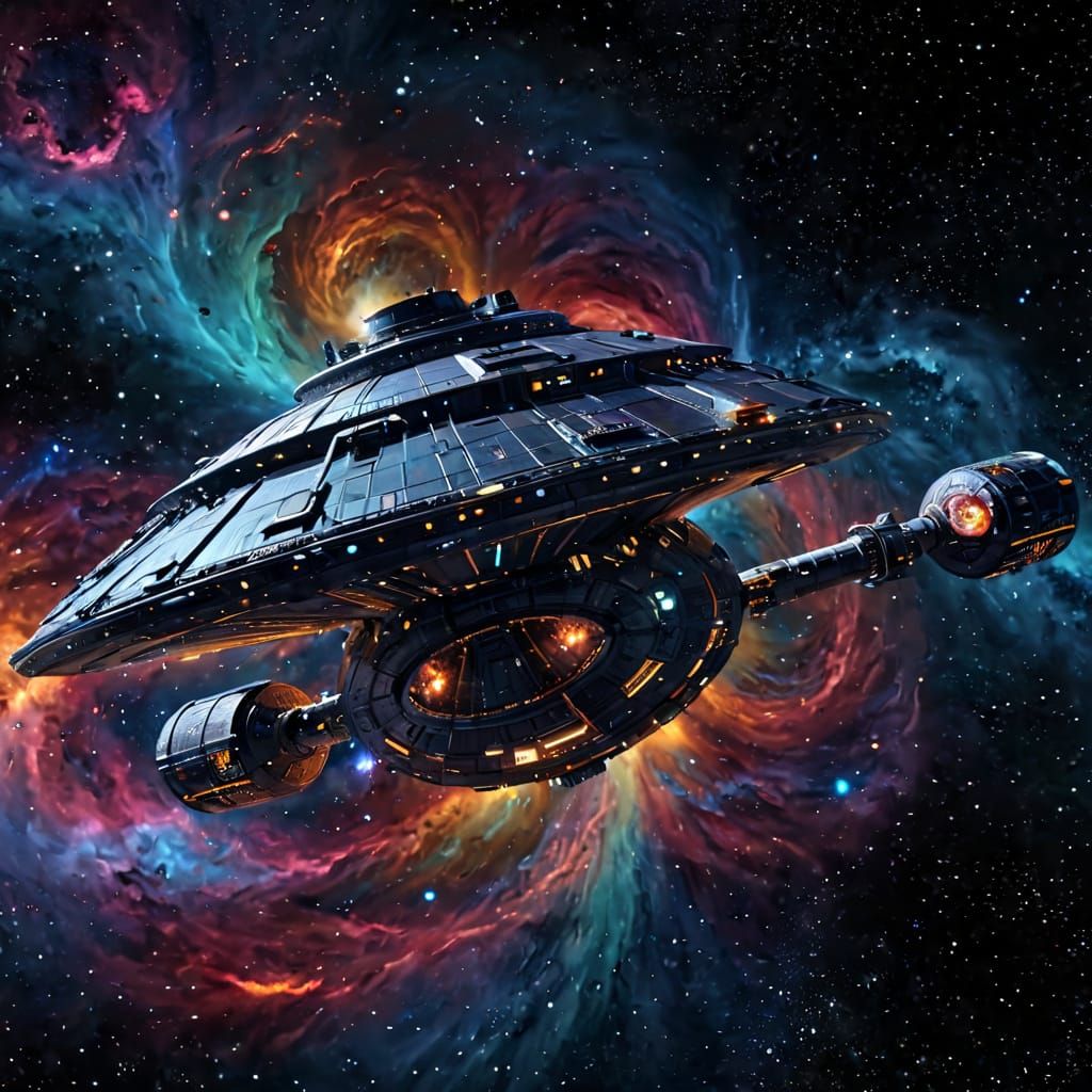 Stardust Starship: Cosmic Galaxy Illustration