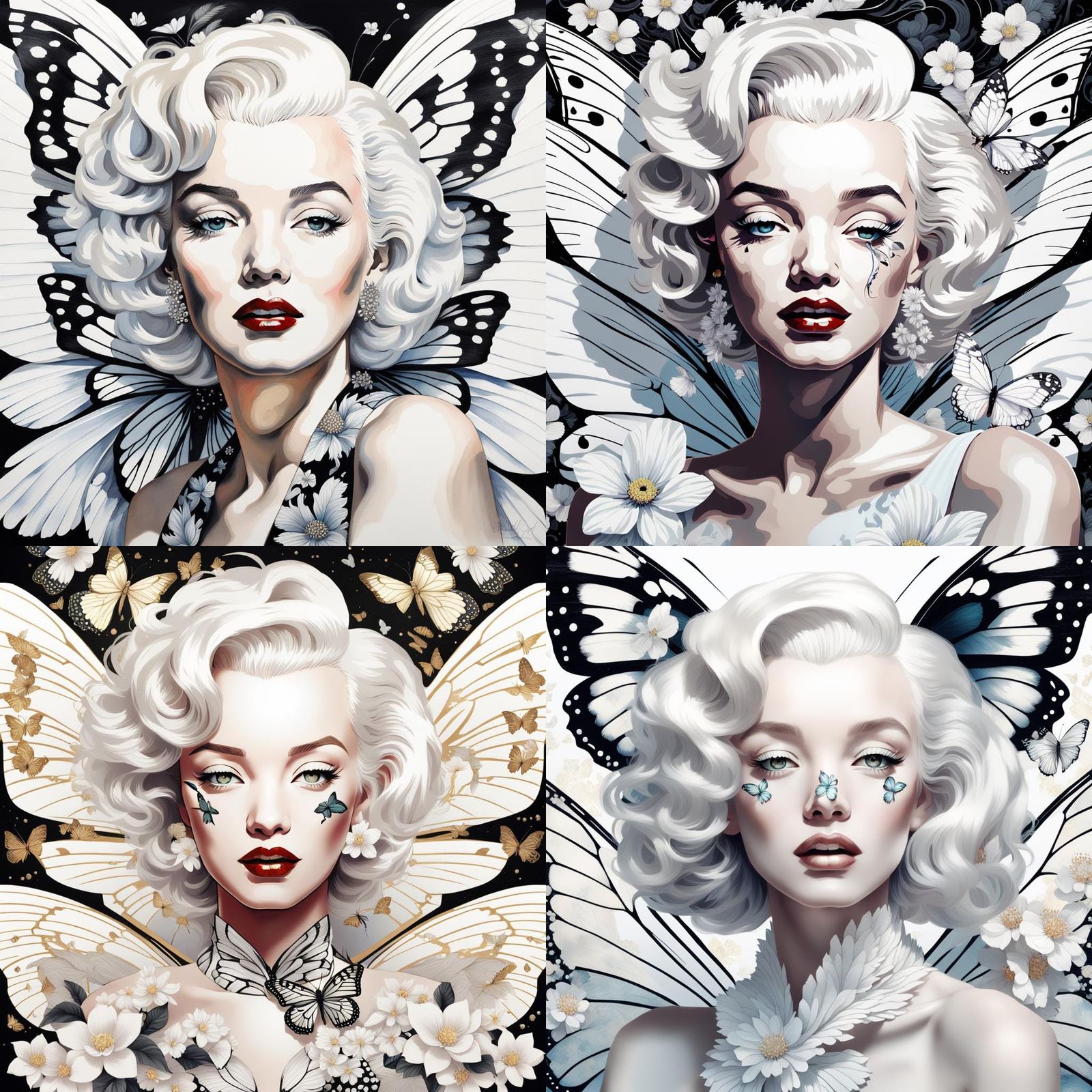 Marilyn Monroe with Butterfly Wings in Ukiyo-e Style