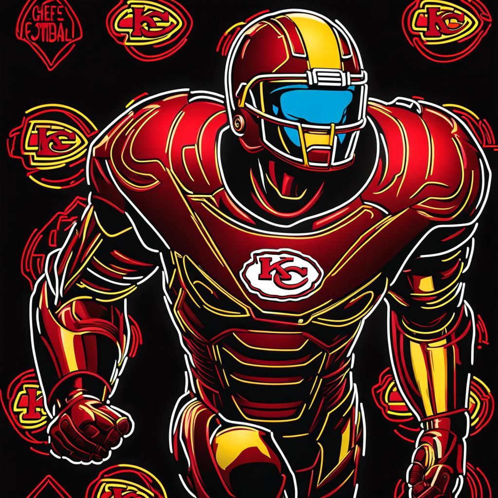 Iron Man as Kansas City Chiefs Neon Art