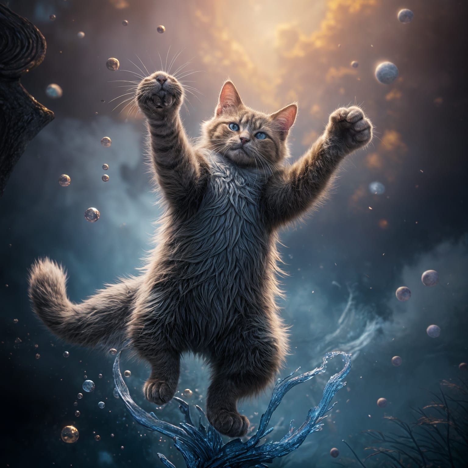 Ethereal Cat Enchants with Whimsical Dance