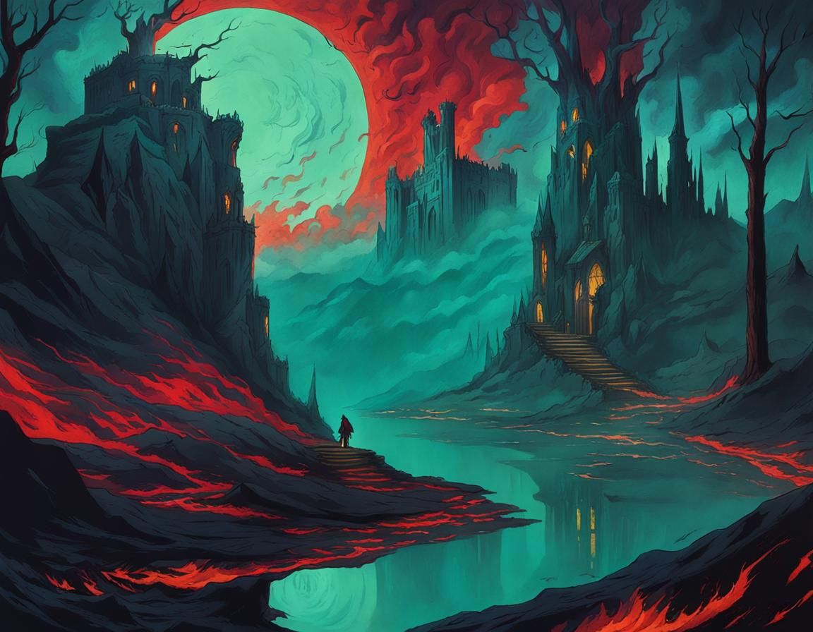 Dante's Descent Into Hell: 8k Concept Art