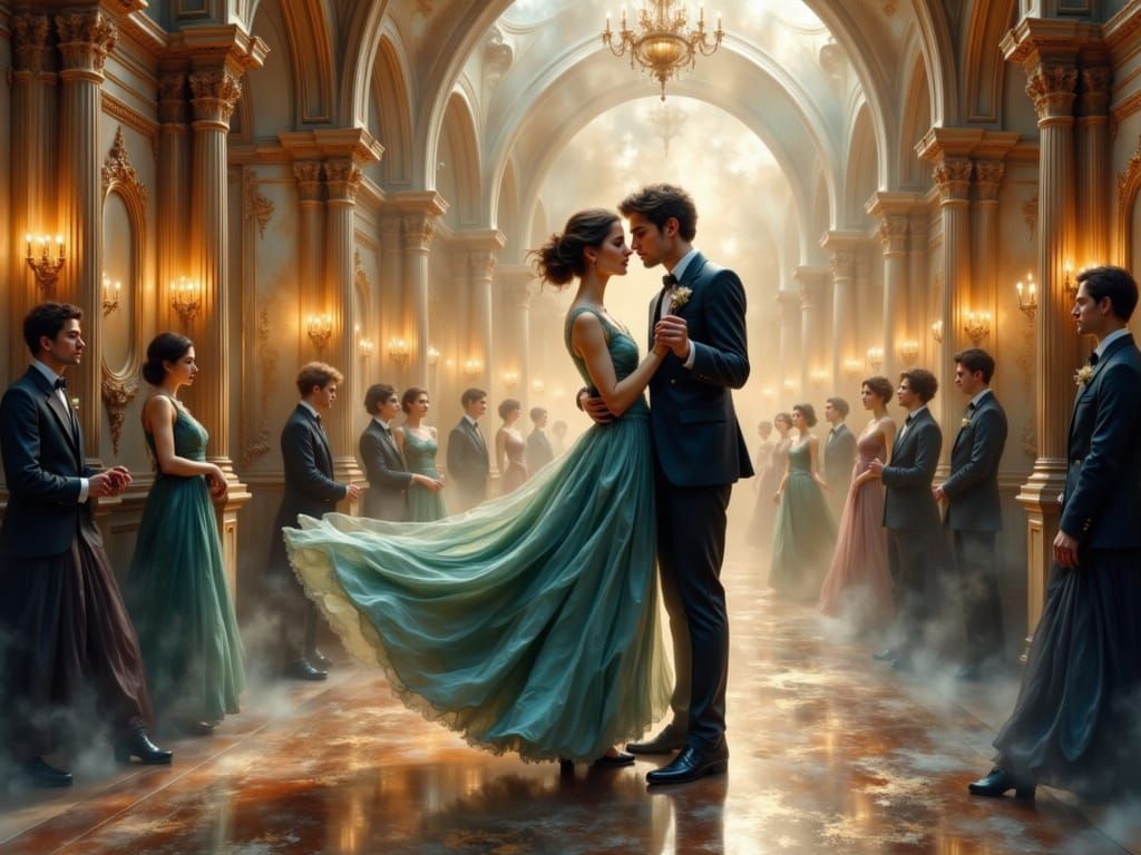 Masquerade Ball in Castle Fantasia: Cinematic Digital Art