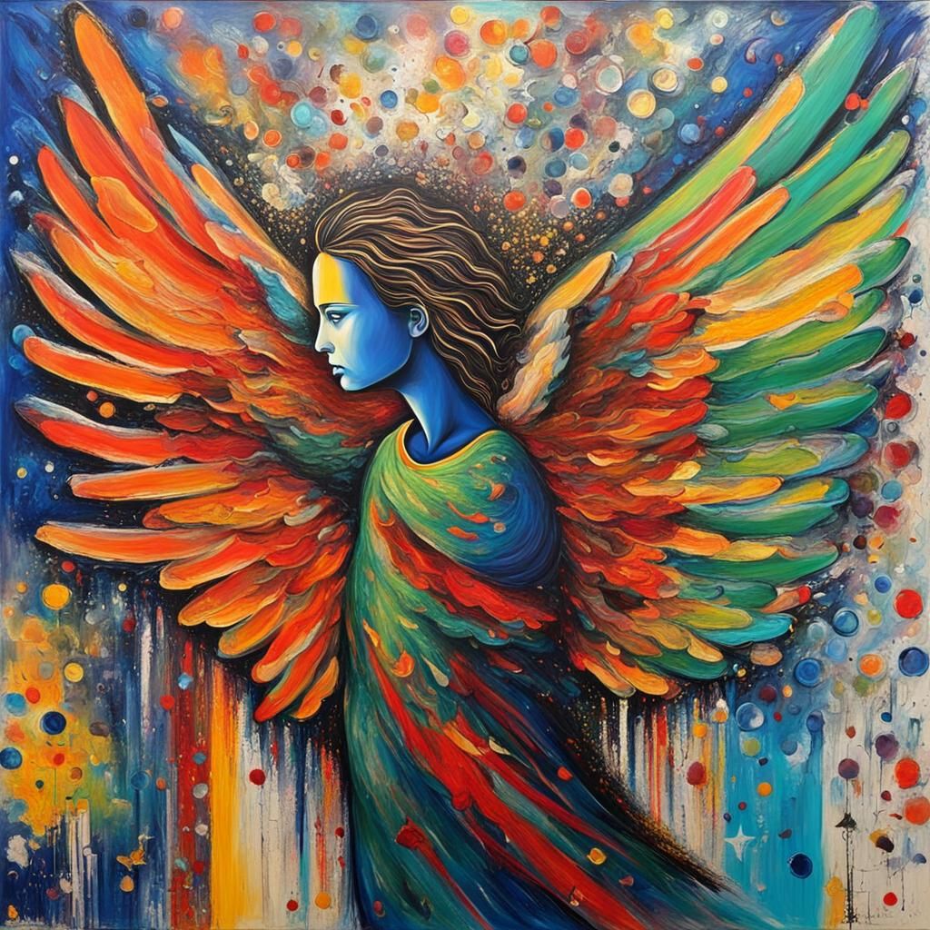 Angel Liberates Paul: Abstract Art in Vibrant Colors