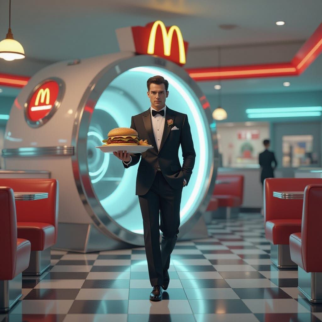 Retro Future: Man Enters Time Machine McDonald's