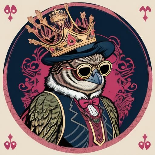 Victorian Potoo Bird in Sunglasses: Flat 2D Design