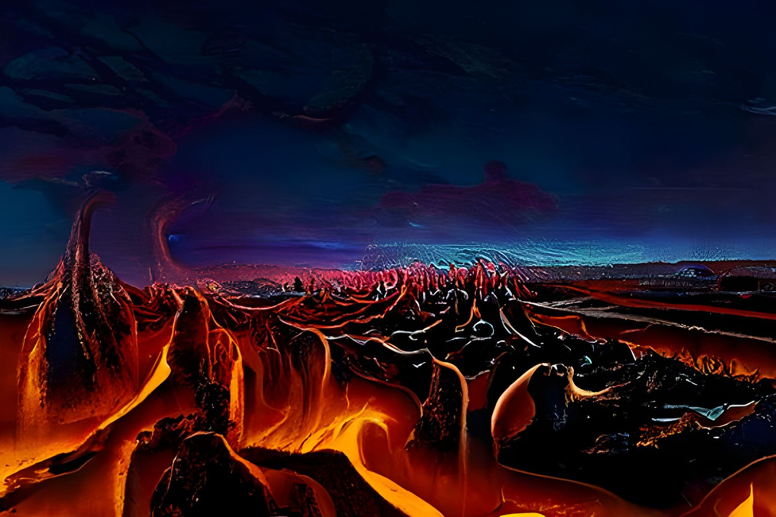 Magma Alien Landscape in Hyperrealistic Surrealism