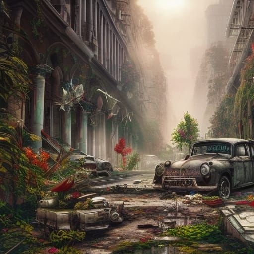 Hyperrealistic Abandoned City of the Future