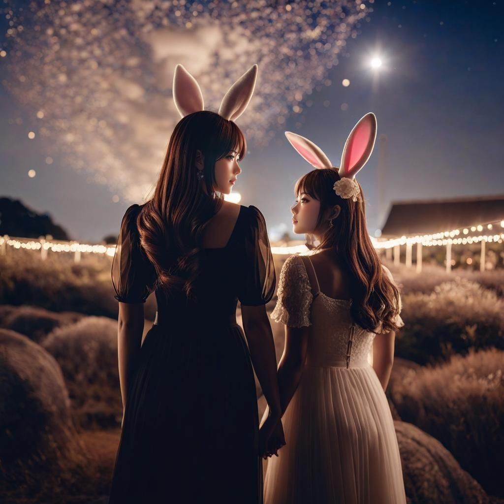 Anime Rabbits in Deep Color Cel-Shaded Style