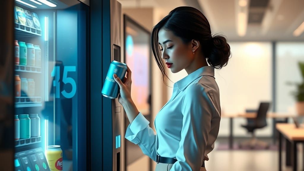 Confident Office Professional Savoring Refreshment from Futu...