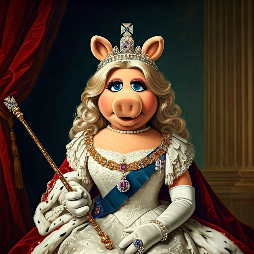 Miss Piggy as Queen Victoria: A Painted Portrait