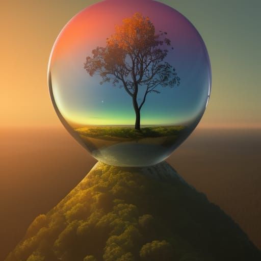 Tree of Life Sunset in Crystal Ball