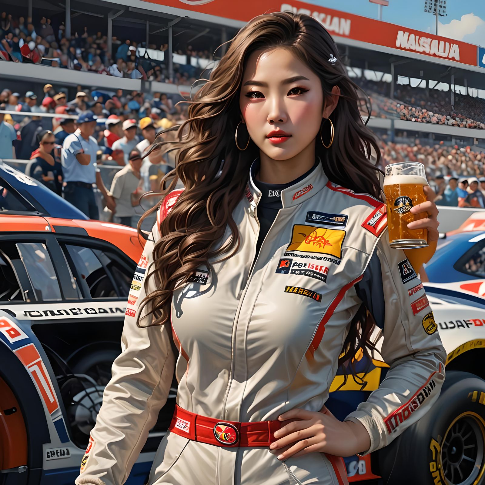 Korean NASCAR Driver Portrait in Hyperdetailed Style