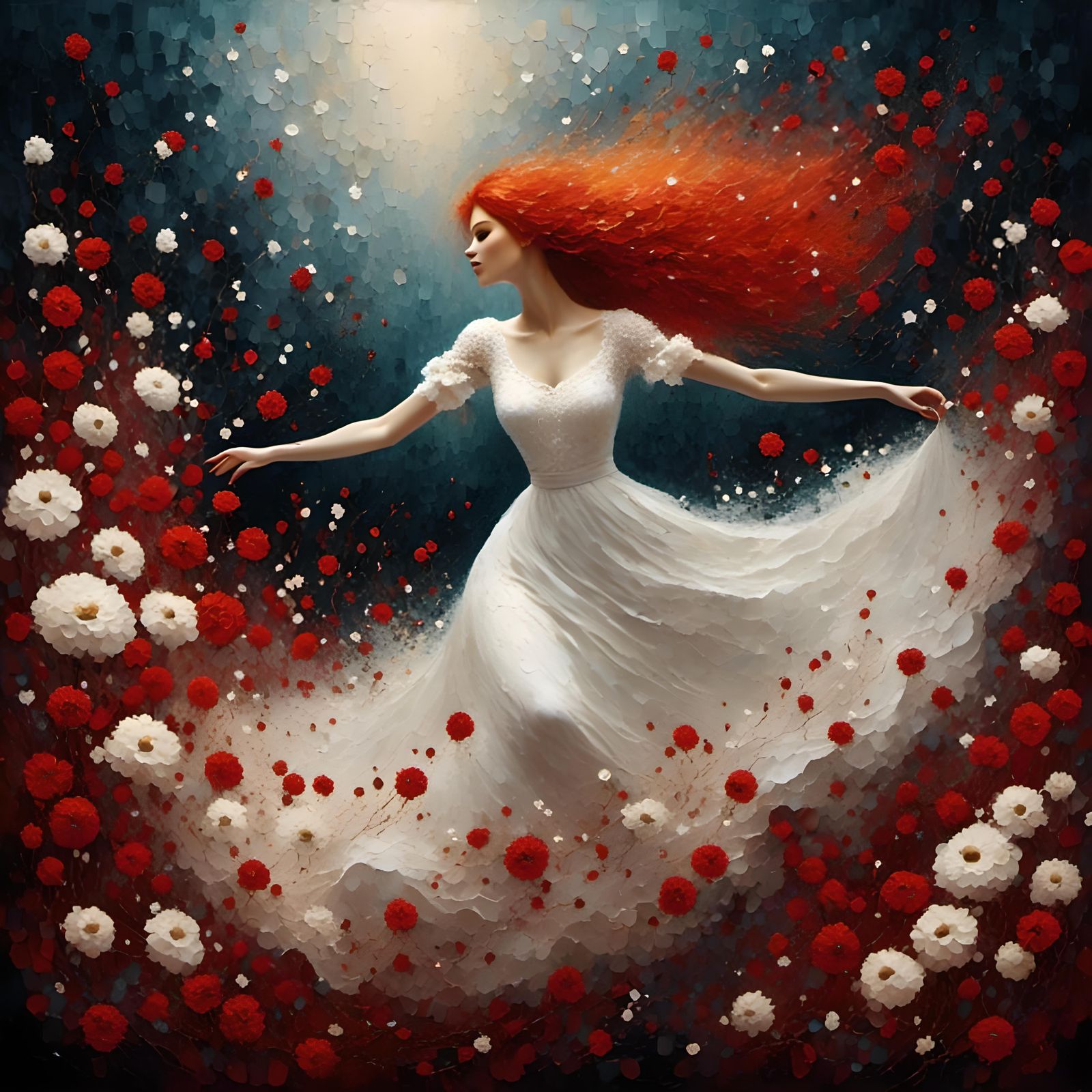 Dancing Redhead in Gothic Dreamscape