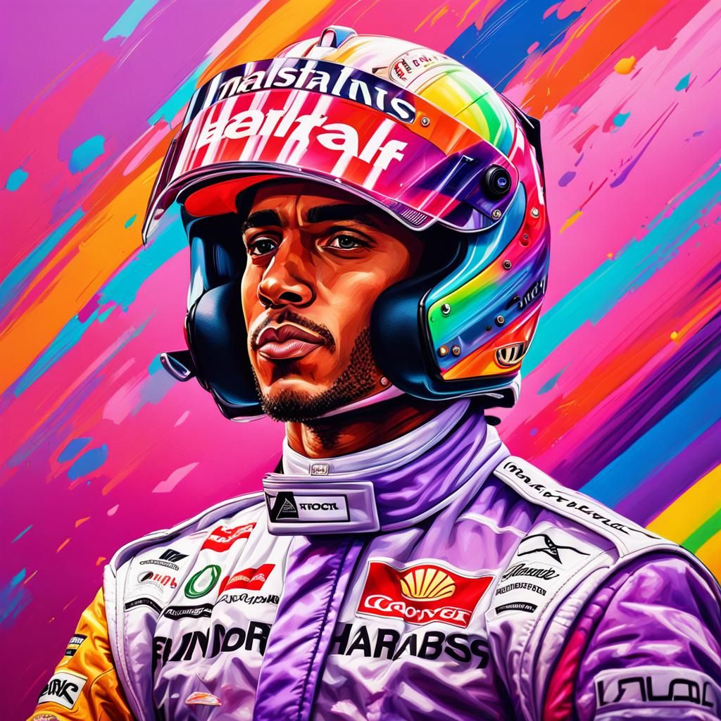 Lewis Hamilton in Rainbow Suit: Hyperrealistic Portrait