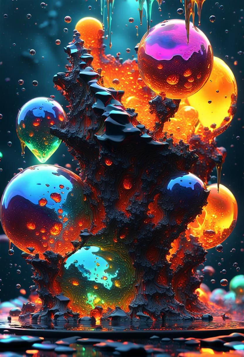 Exploding Lava Lamp with Shattered Glass in Sci-Fi Style