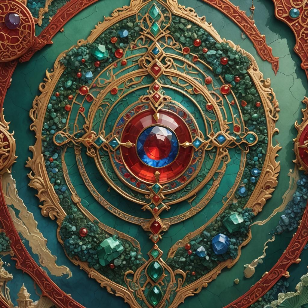 The Crimson Oracle Amulet with Ruby, Detailed Matte Painting