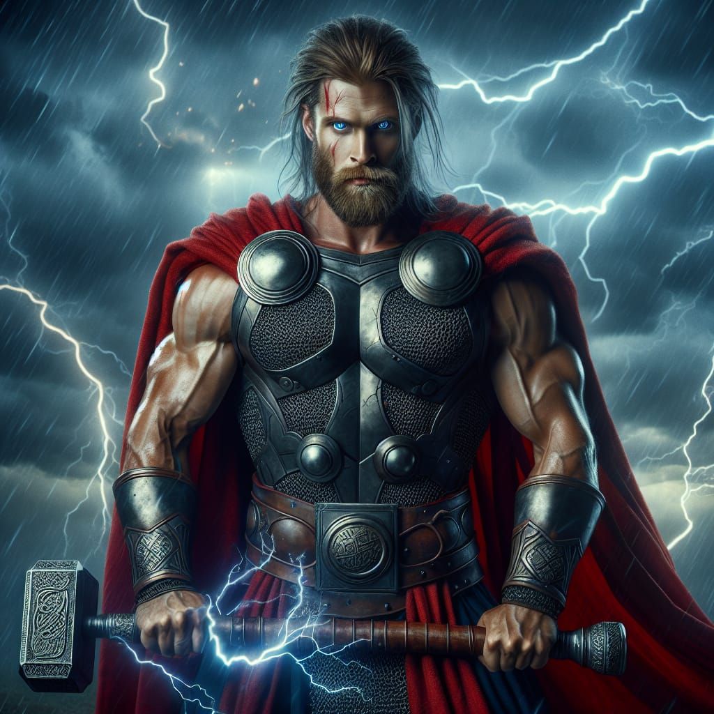 Stylized Digital Art of Thor