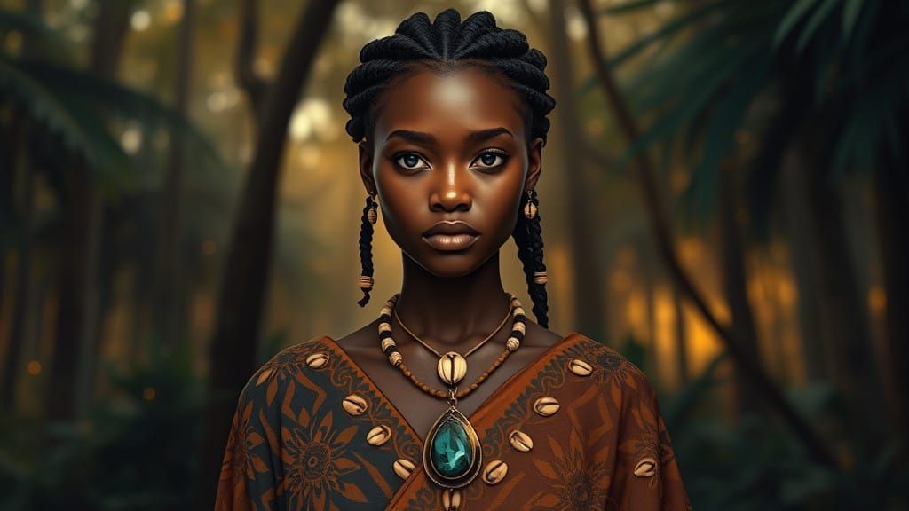 Young Yoruba Warrior Woman in Earthy Tones