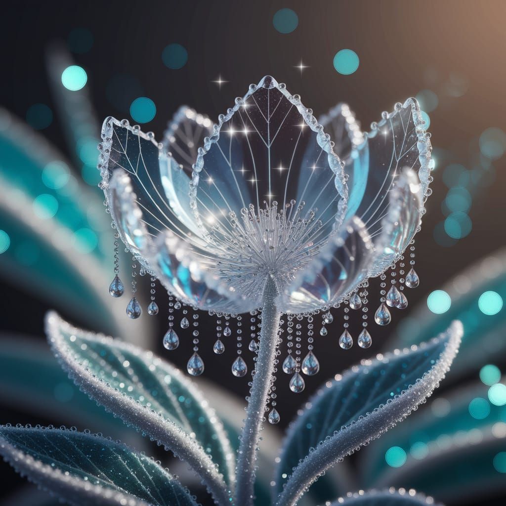 Shimmering Crystal Flower in Enchanted Realm