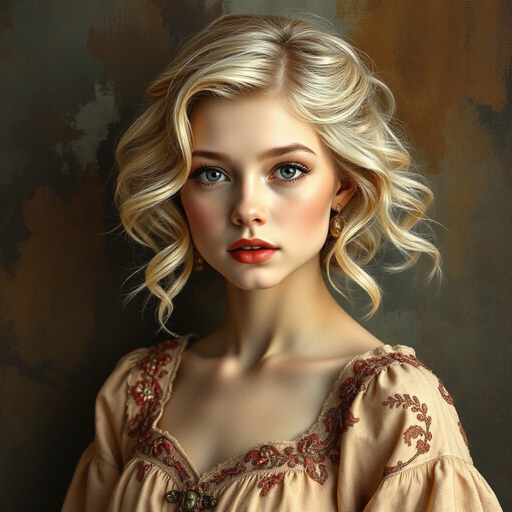Elegant Woman in Romantic Art Style