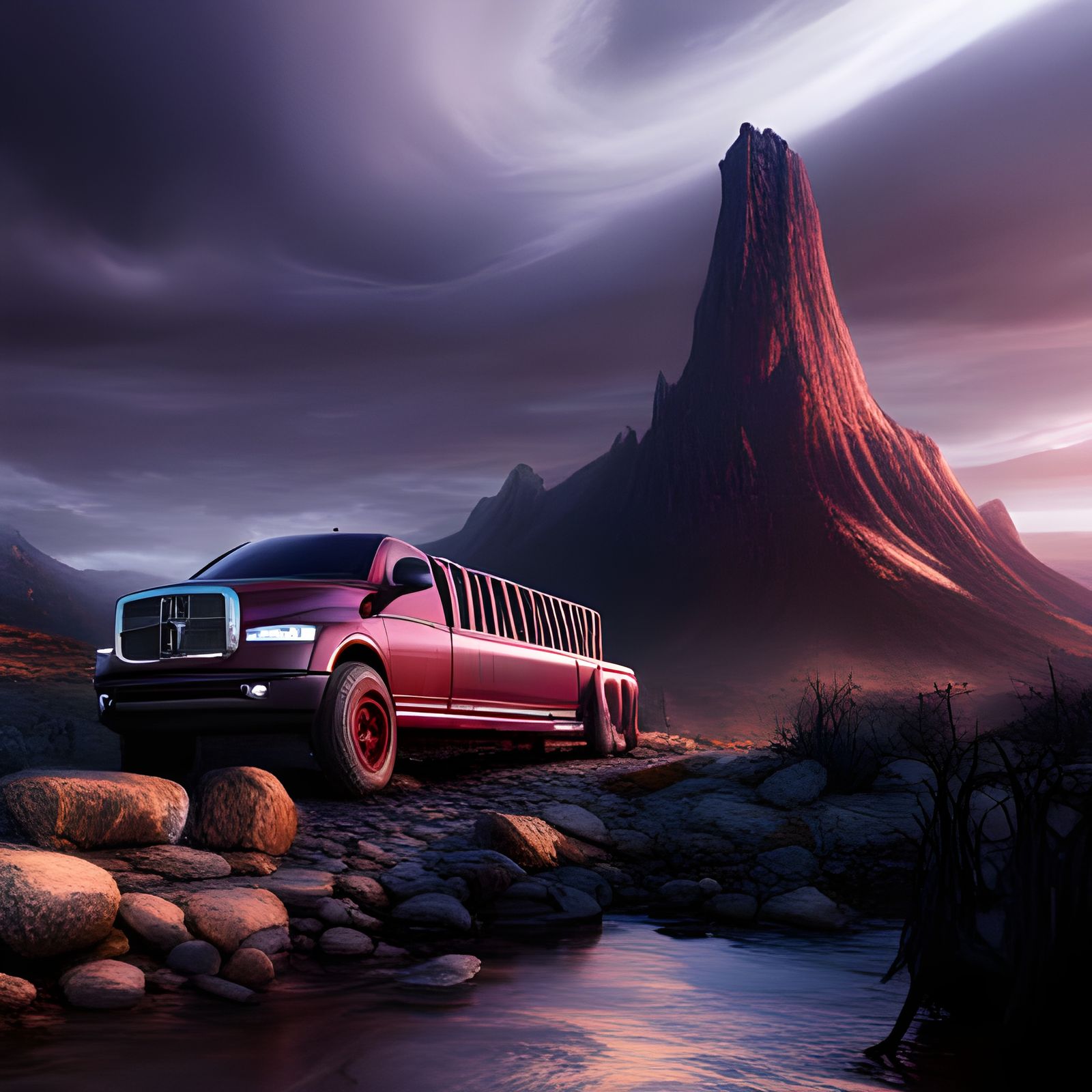 Dream Landscape Dodge Mega Cab: Detailed Matte Painting