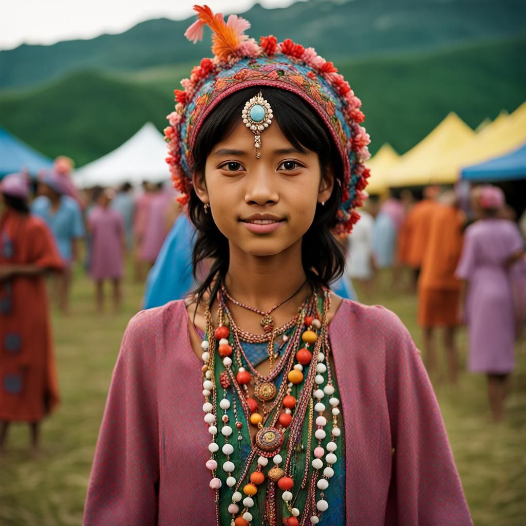 Festival Girl: Professional Color Portrait with Bokeh