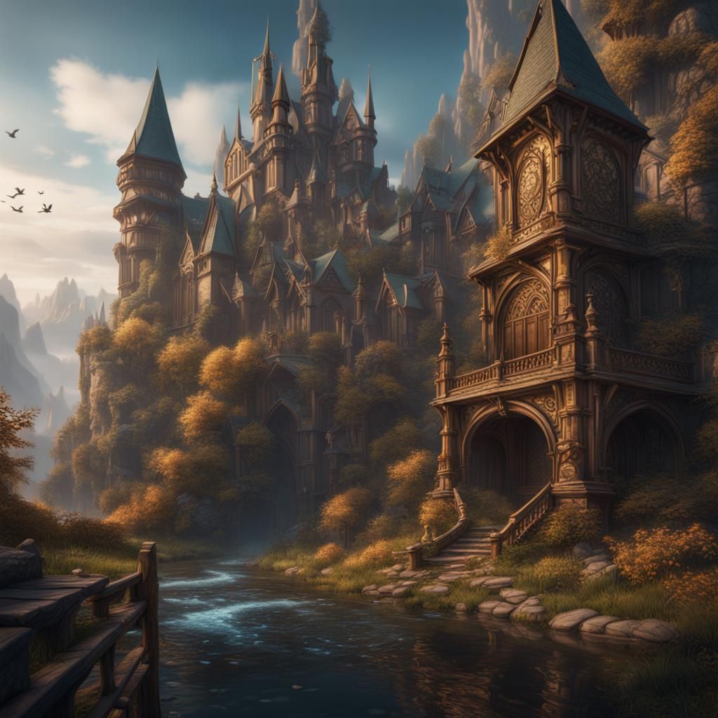 Fantastical Storybook Matte Painting in Deep Color