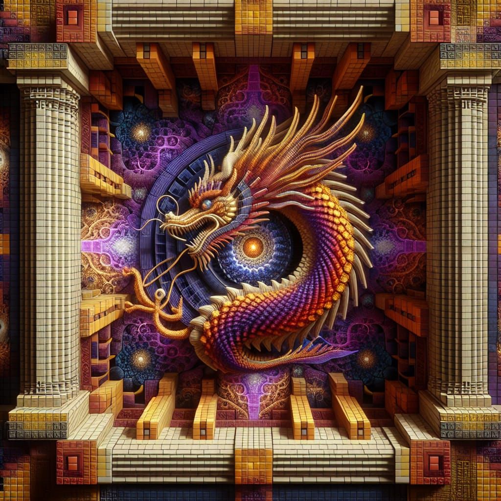 Dragon Energy Nexus in Harmony with Golden Architecture