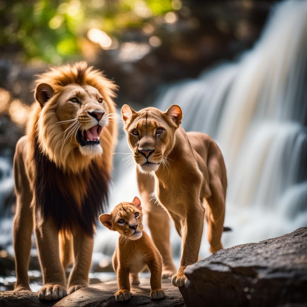 Simba and Nala at the Waterfall