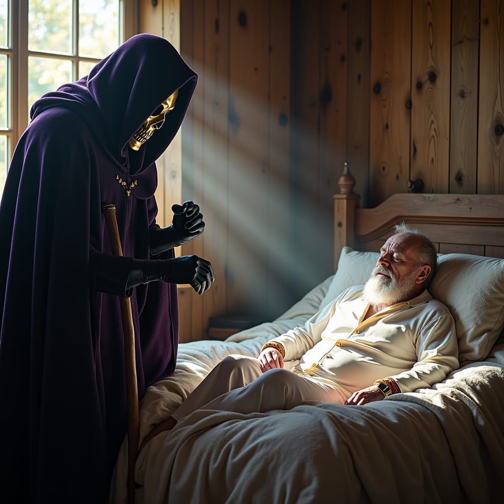 The Grim Reaper with Gold Watch in Cabin