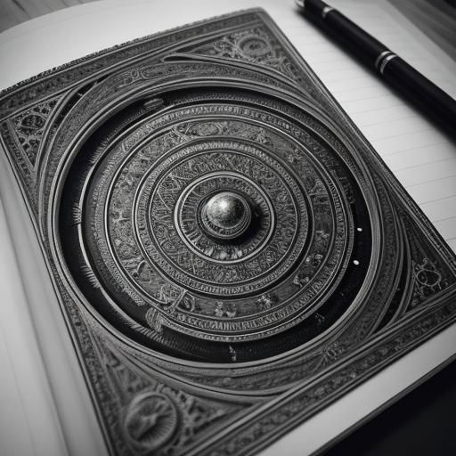 Pen Drawing of Planetary System in Notebook
