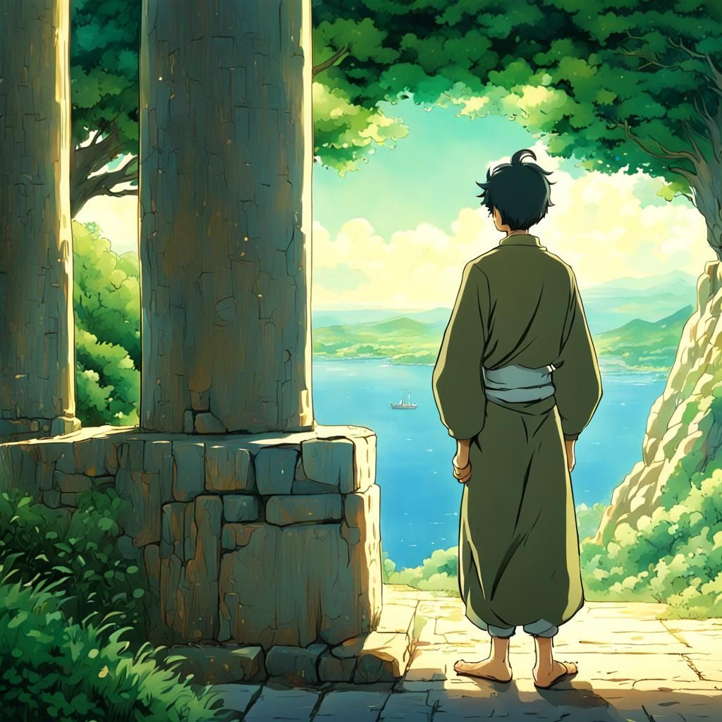 Anime-Style Persian Prince Portrait in Deep Color