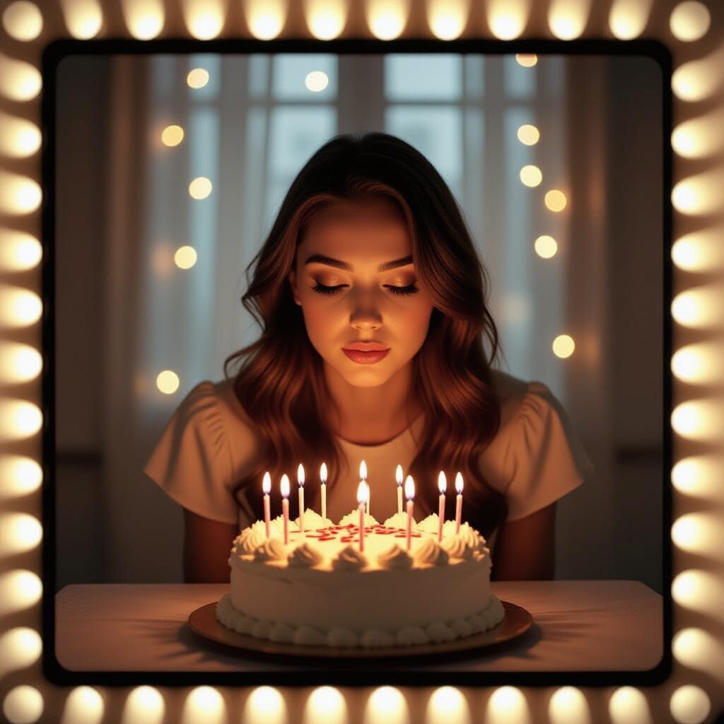 Girl Blows Out Birthday Candles Cinematic Film