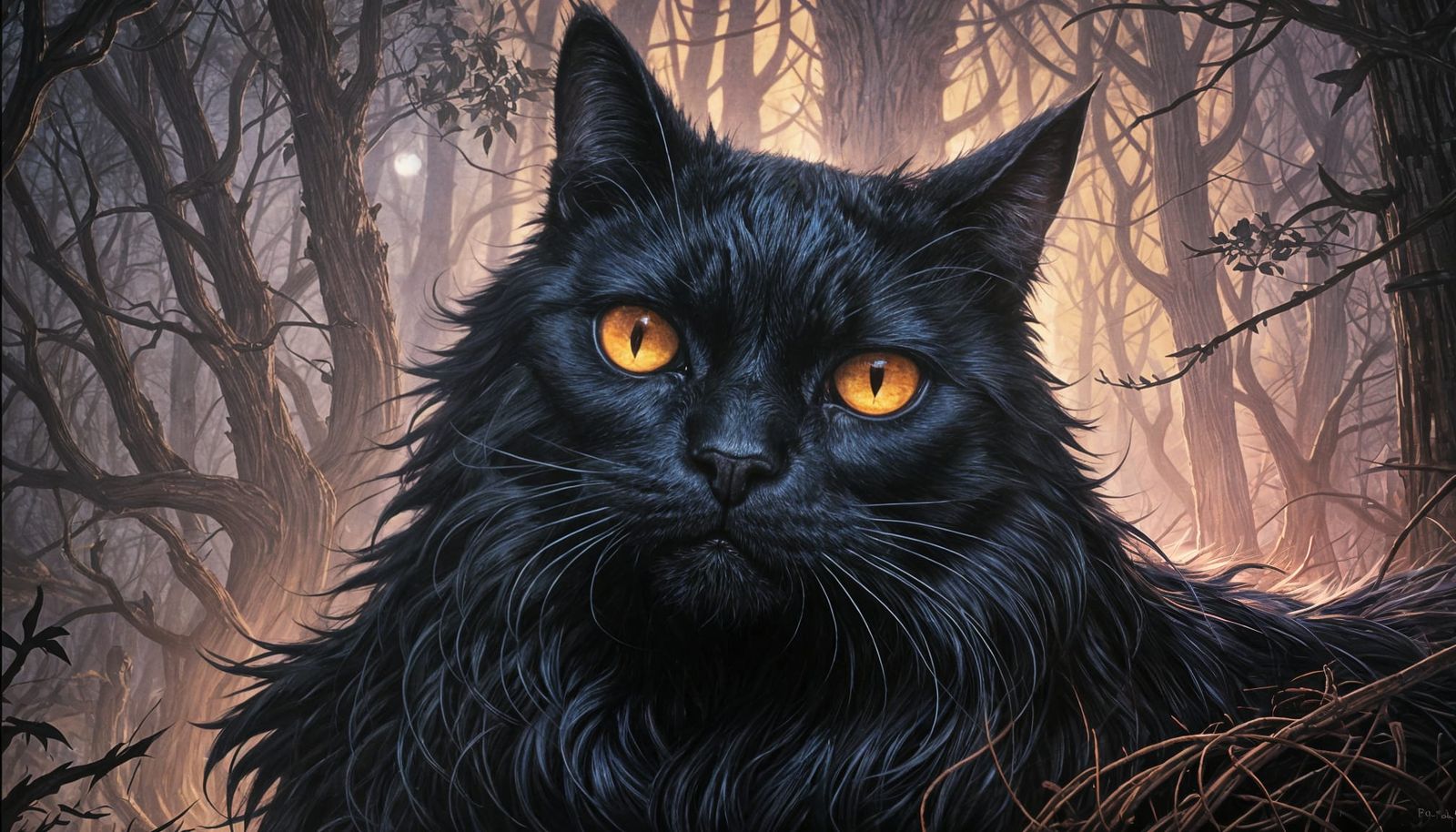 Sinister Black Cat of the Night