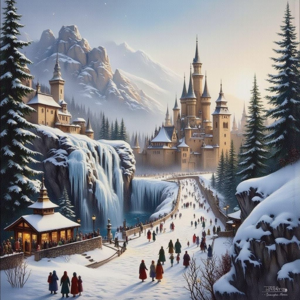 Surreal Winter Wonderland in Colored Pencils