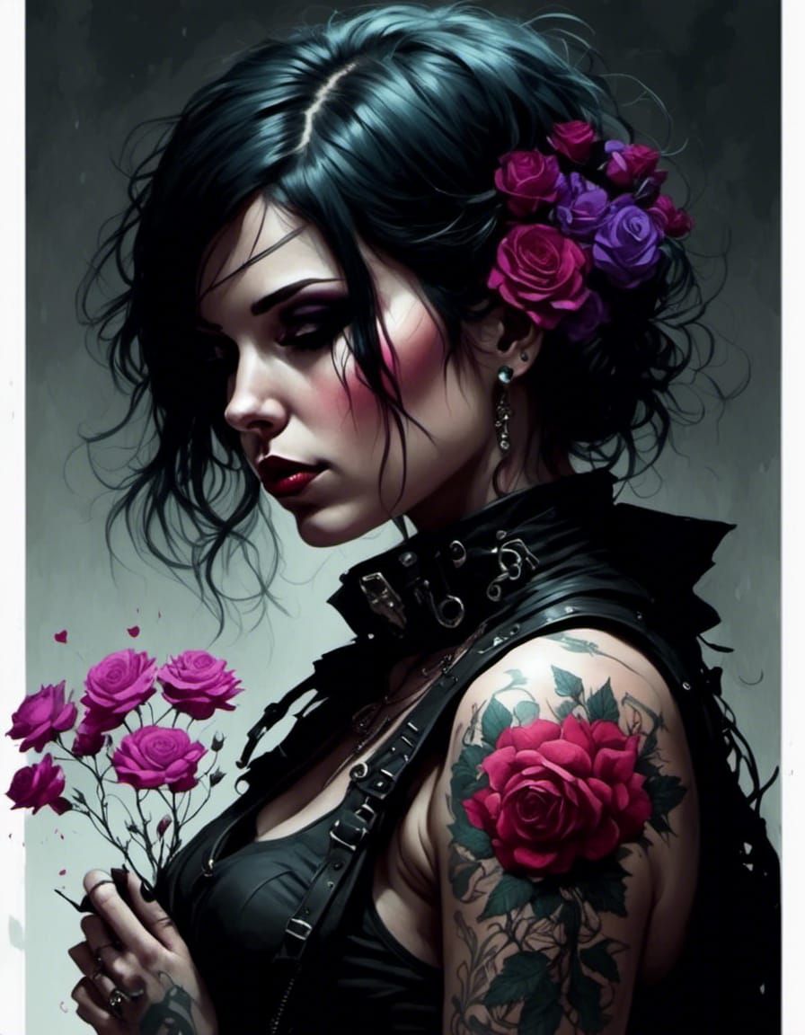 Cyberpunk Emo with Tattoos in Horror Style
