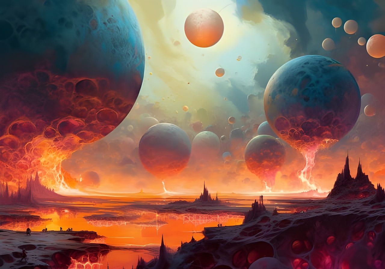 Lava Sea Bubbles Bursting into Colorful Worlds