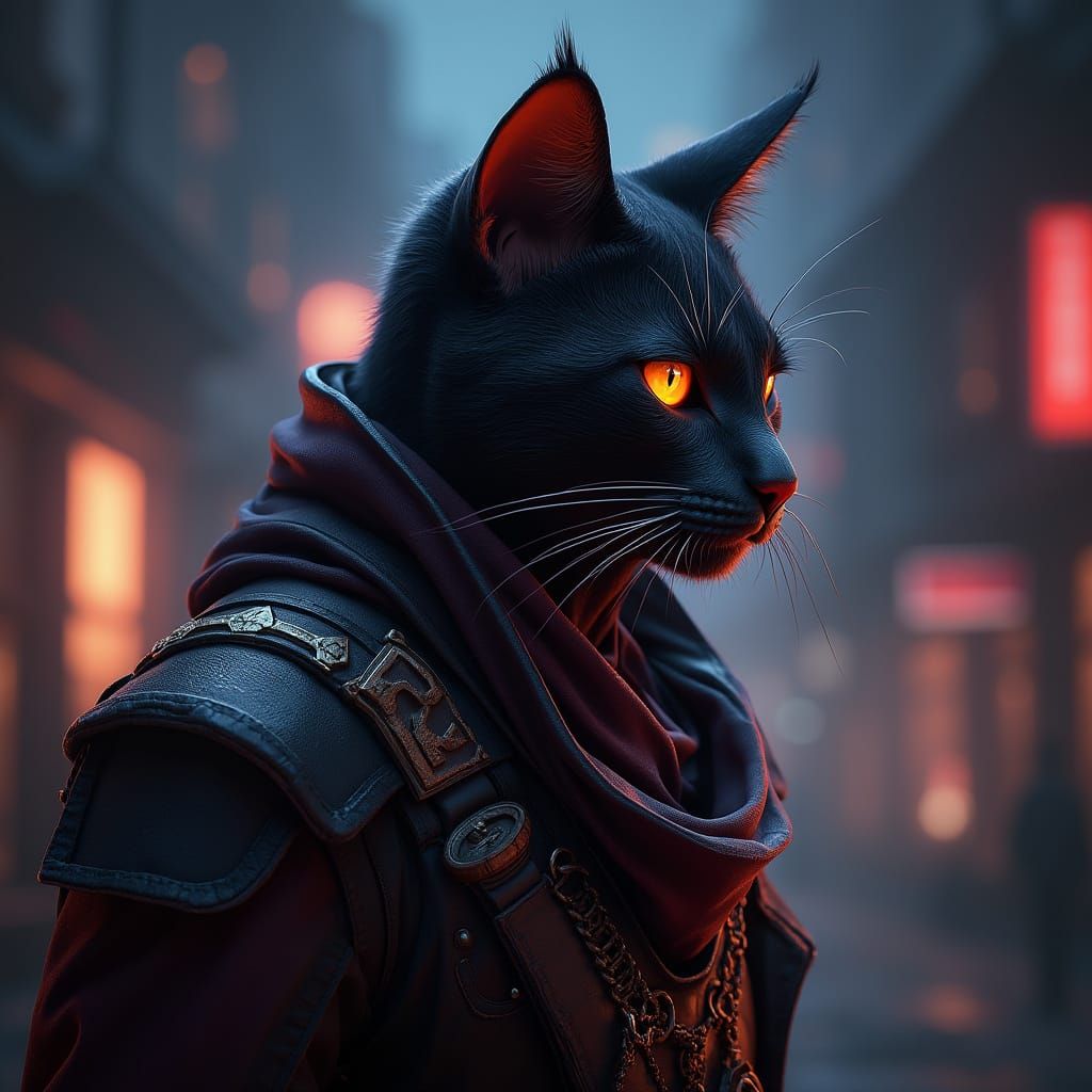 Feline Assassin Unveiled in Nocturnal Azteken Splendor