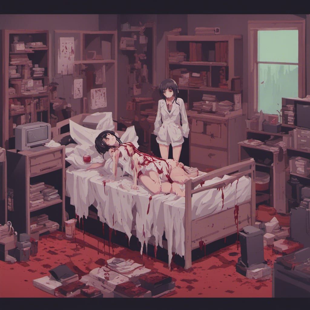 8-Bit Body Horror in Anime Style