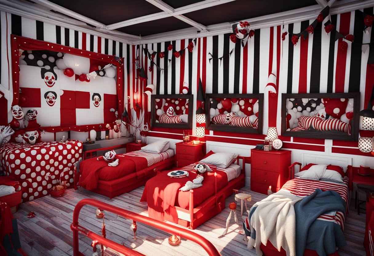 Scary Clown Bedroom in Big Top Circus Style